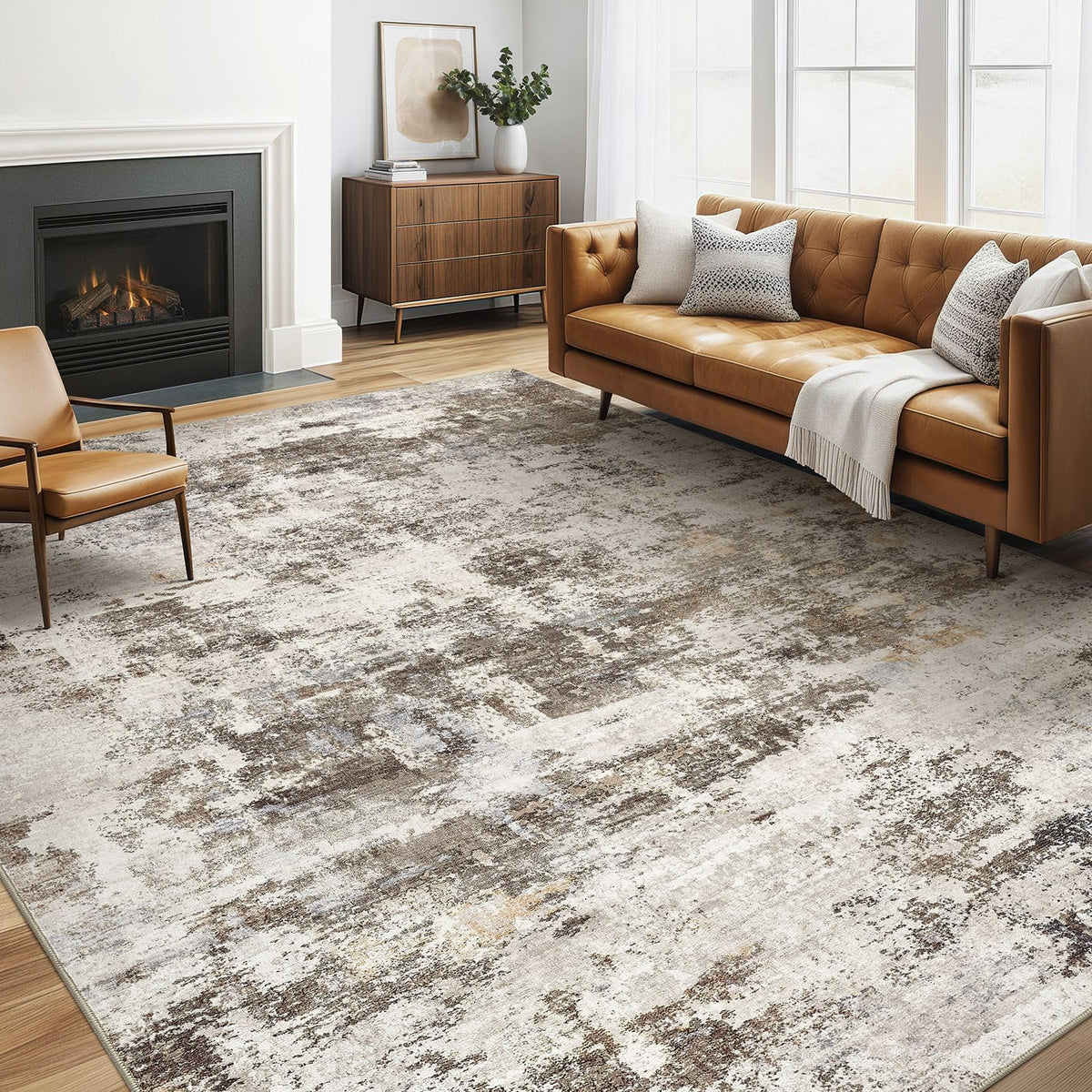 LOONGRUG 6x9 Area Rugs Washable Neutral Modern Abstract Living Room Rug