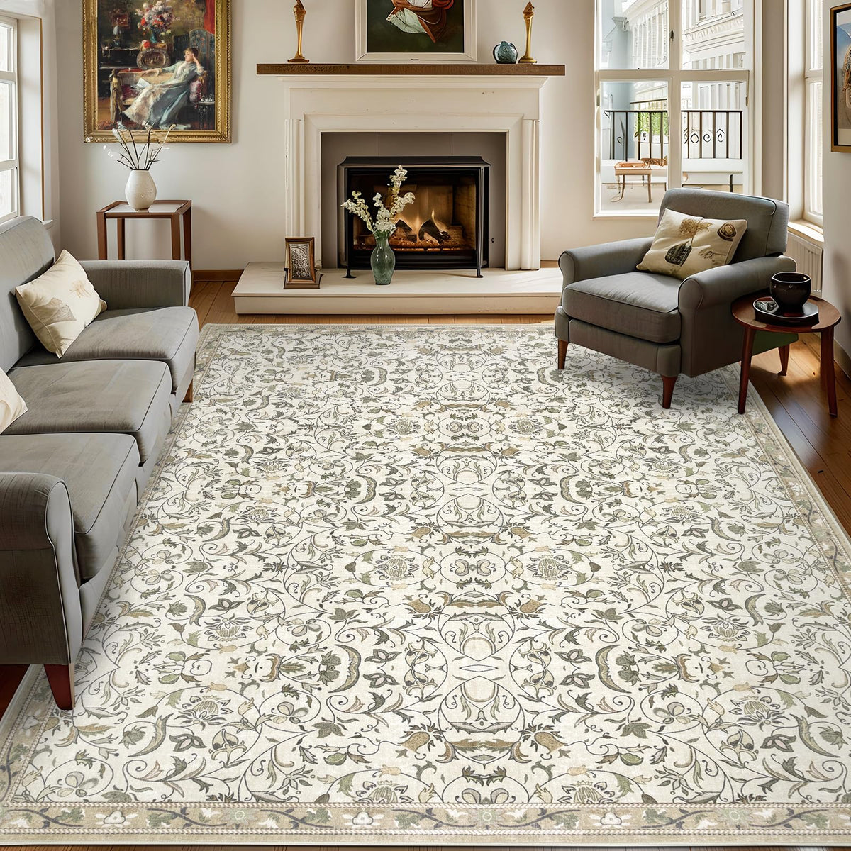 Washable 8×10 Area Rug for Living Room Grey