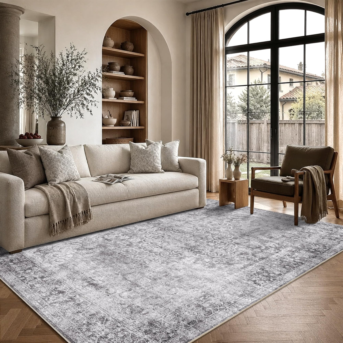 HelloTree 5x7 Vintage Washable Non-Slip Living Room Area Rug