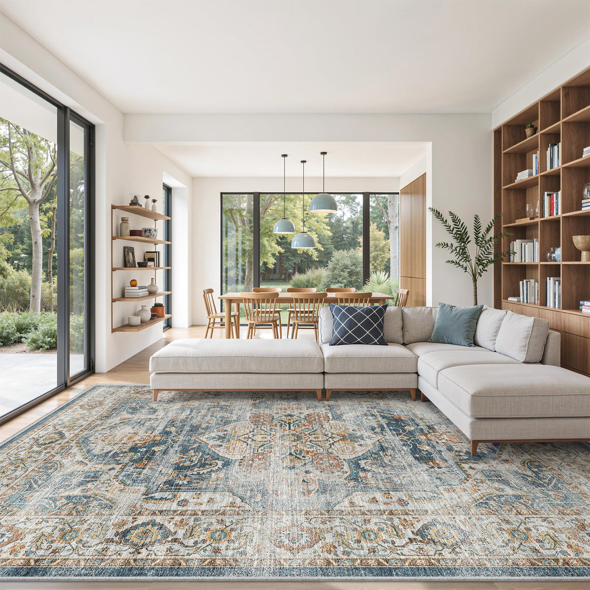 befbee 8x10 Area Rugs for Living Room, Washable Vintage Non Slip Rug