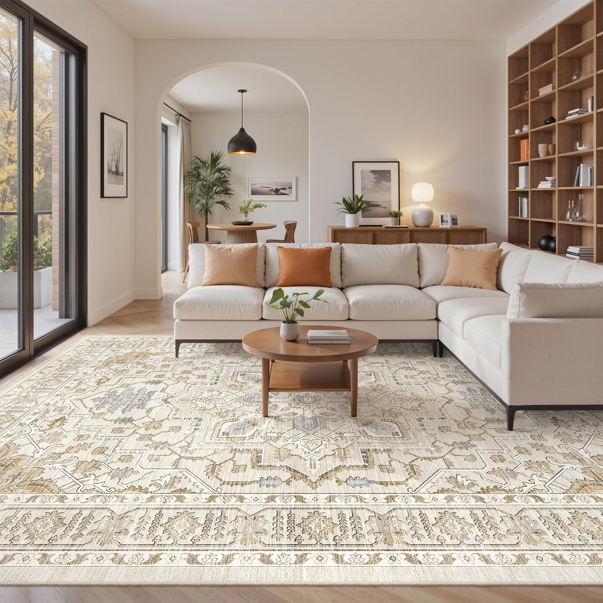 befbee 8x10 Area Rugs for Living Room, Washable Vintage Non Slip Rug