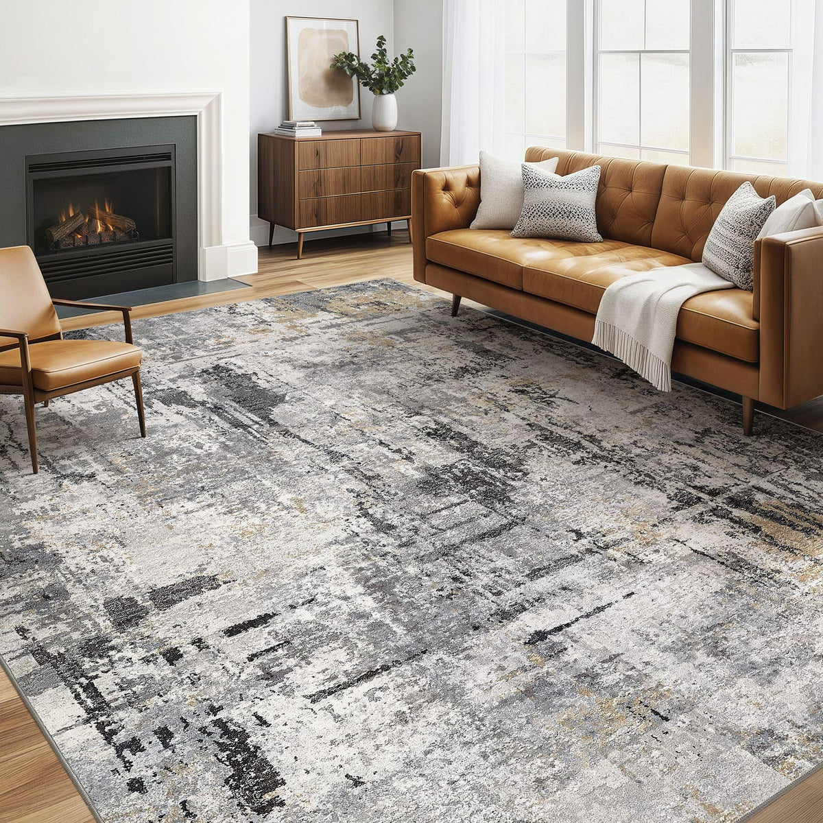LOONGRUG 6x9 Area Rugs Washable Neutral Modern Abstract Living Room Rug