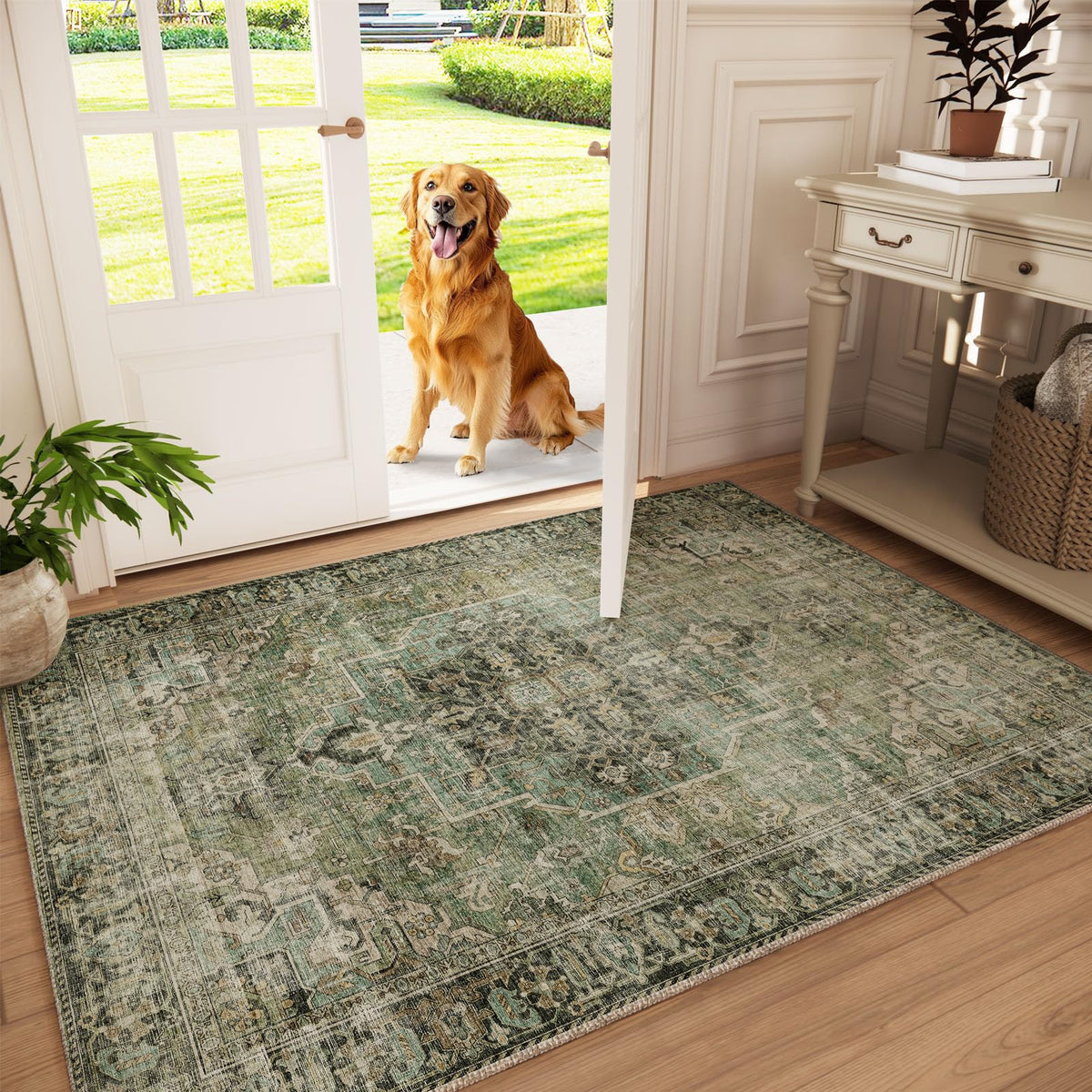 Area Rugs 9x12 Living Room: Washable Bedroom Rug Non Slip Large Boho Carpet