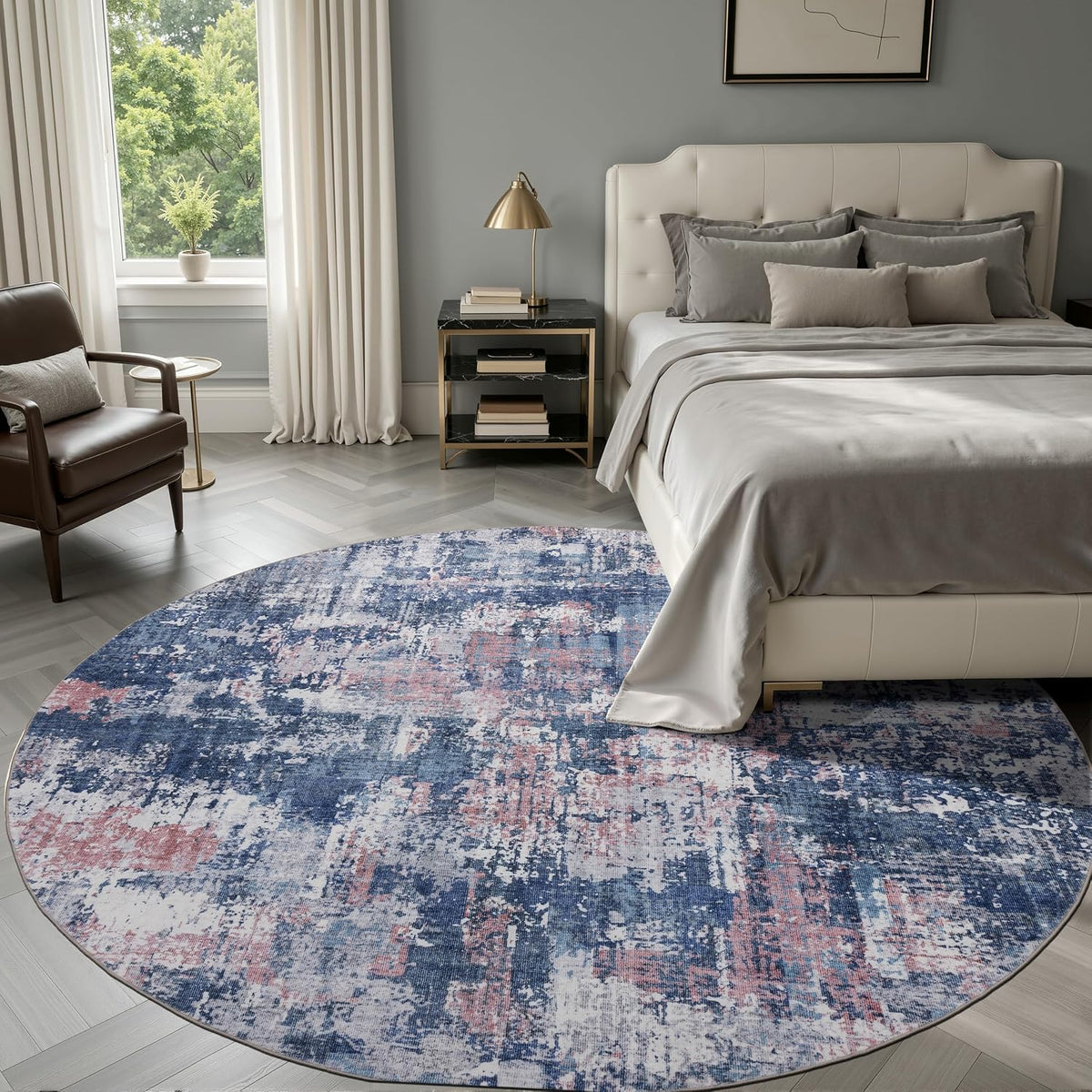 Sasttie 8x10 Washable Area Rug, Modern Abstract Large Carpet, Black & White