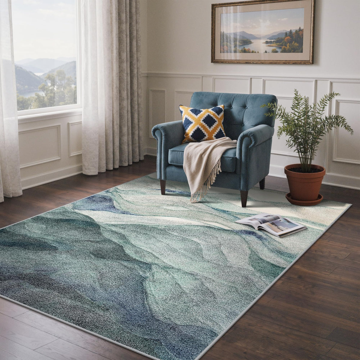 BEIMO 5X7 Area Rug for Living Room, Modern Abstract Washable Soft Non Slip