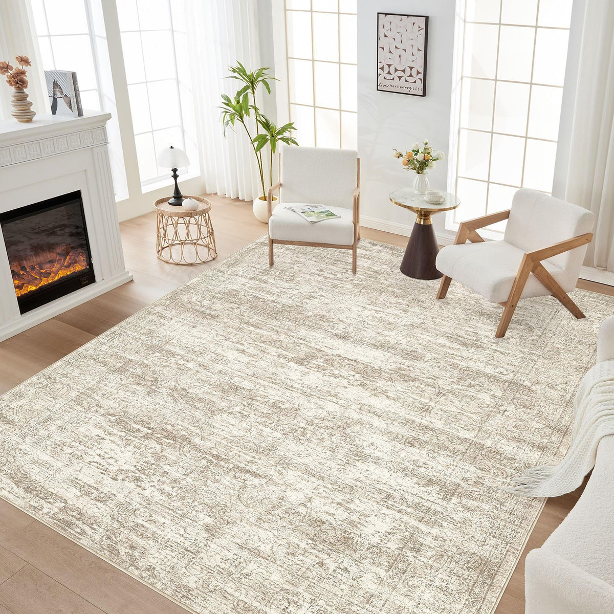DMOYEST Area Rug Living Room Rugs 9x12 Washable Abstract Grey Carpet