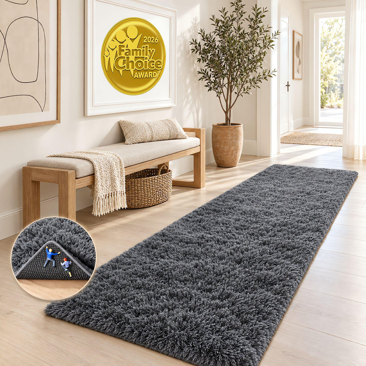 Ophanie Area Rugs 9x12 Living Room, Large Grey Bedroom Carpet, Big Shag Indoor Thick Soft Nursery Rug, Gray Fluffy Carpets for Boy and Girls Room Dorm Home Decor Aesthetic