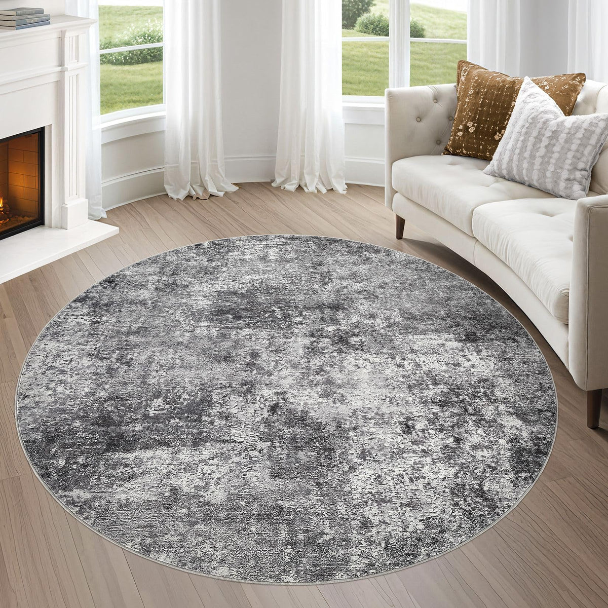 DMOYEST Area Rug Living Room Rugs 9x12 Washable Abstract Grey Carpet