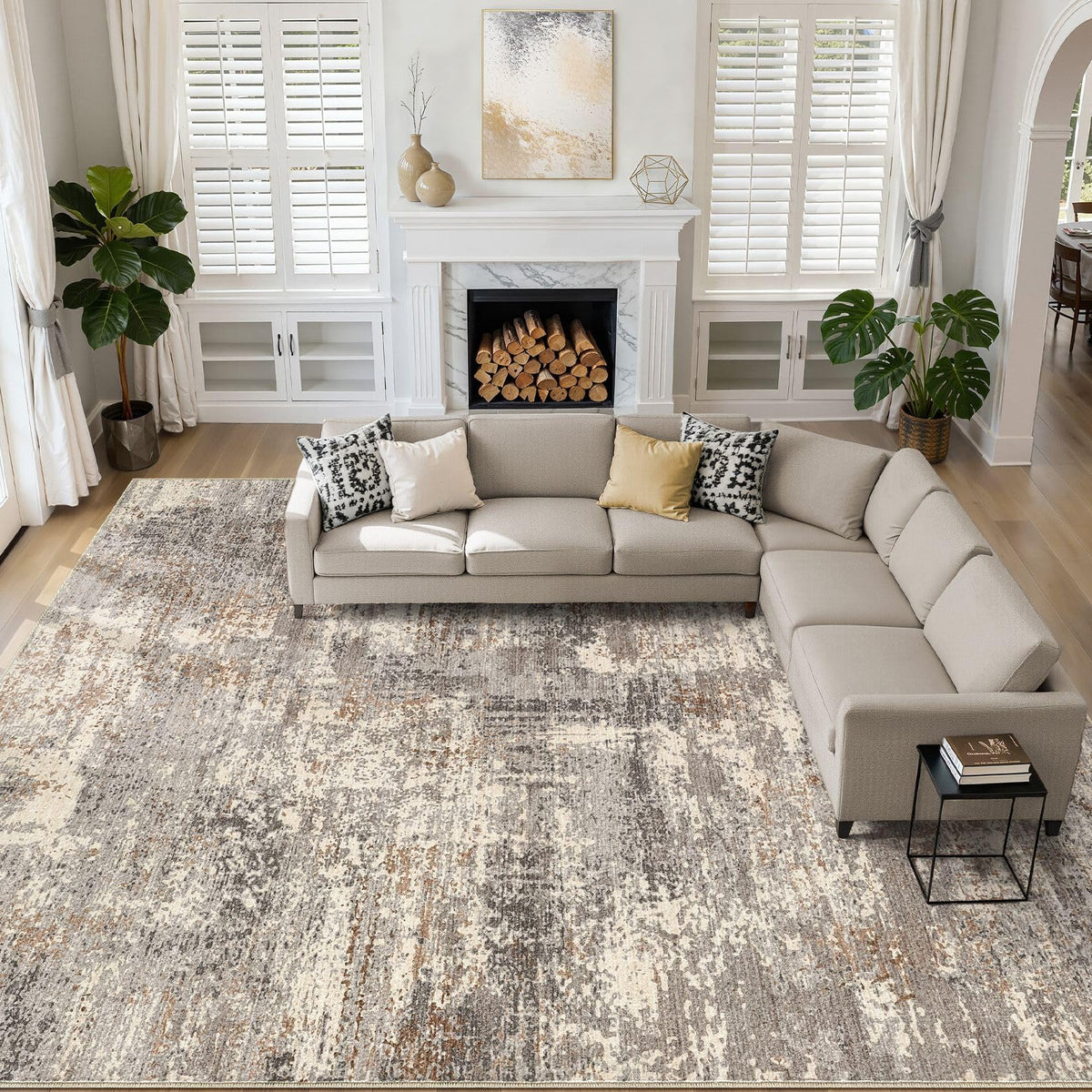 LOONGRUG 6x9 Area Rugs Washable Neutral Modern Abstract Living Room Rug