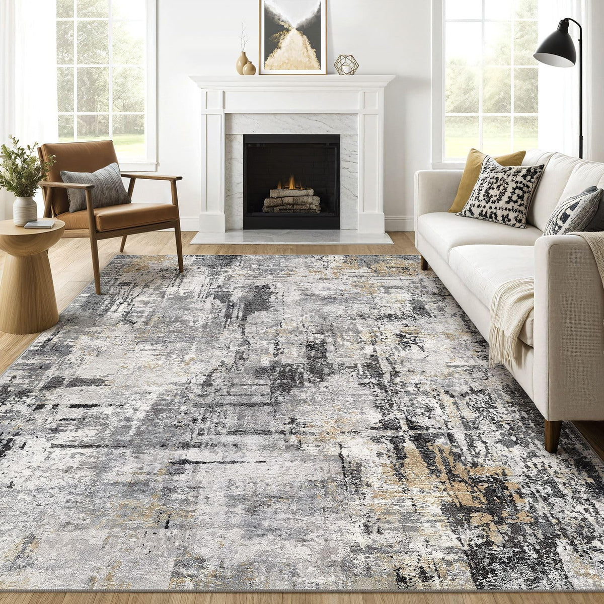 LOONGRUG 6x9 Area Rugs Washable Neutral Modern Abstract Living Room Rug
