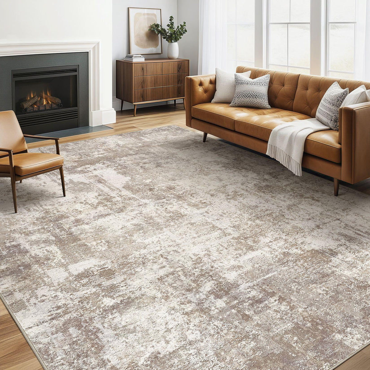 LOONGRUG 6x9 Area Rugs Washable Neutral Modern Abstract Living Room Rug