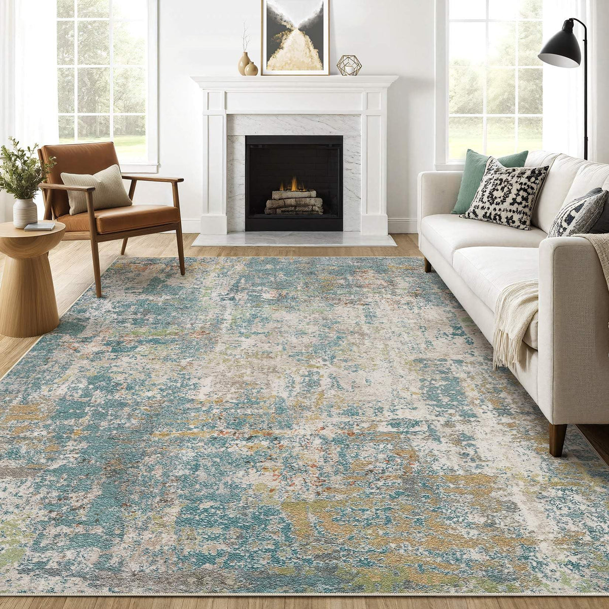 LOONGRUG 6x9 Area Rugs Washable Neutral Modern Abstract Living Room Rug