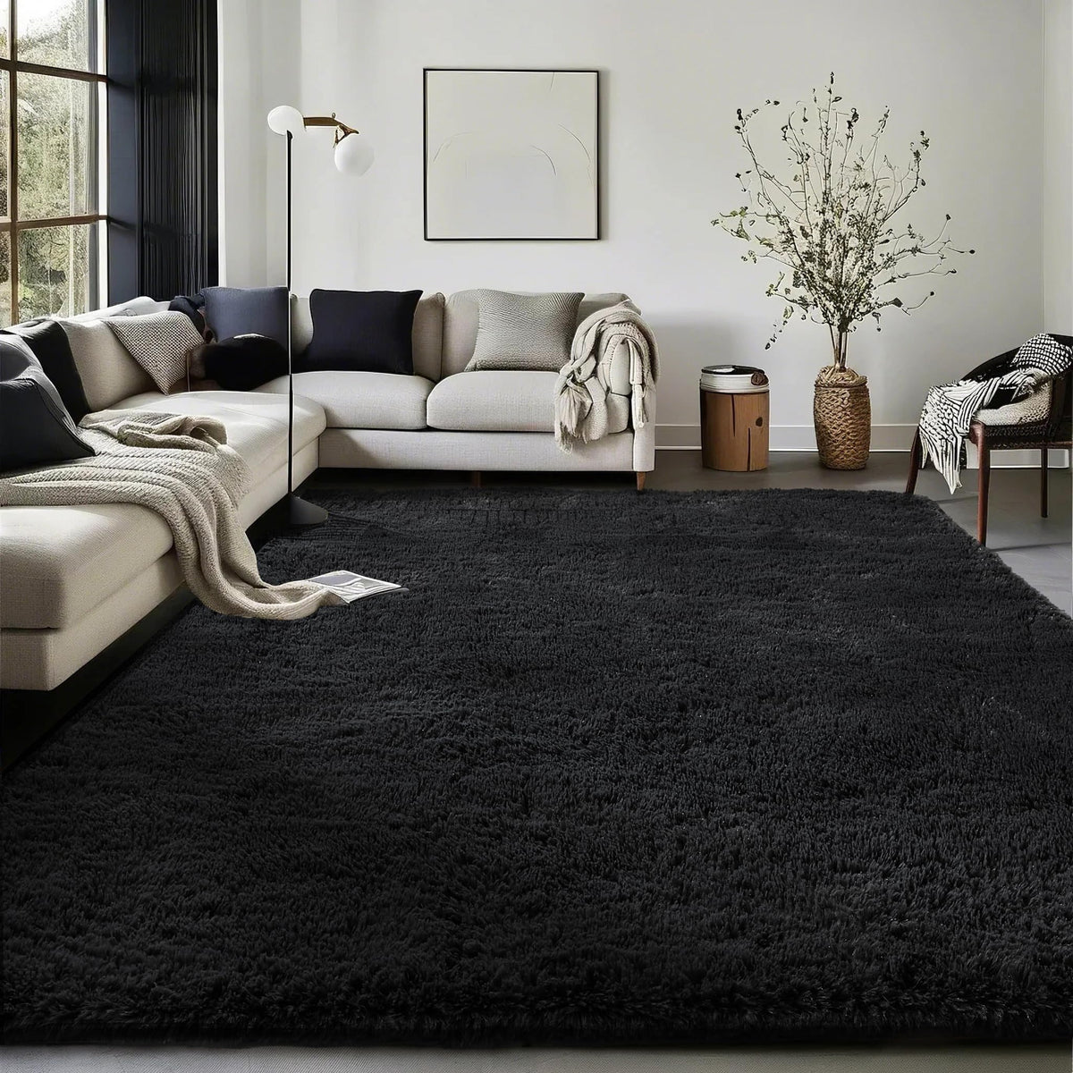 Ophanie Area Rugs 9x12 Living Room, Large Grey Bedroom Carpet, Big Shag Indoor Thick Soft Nursery Rug, Gray Fluffy Carpets for Boy and Girls Room Dorm Home Decor Aesthetic