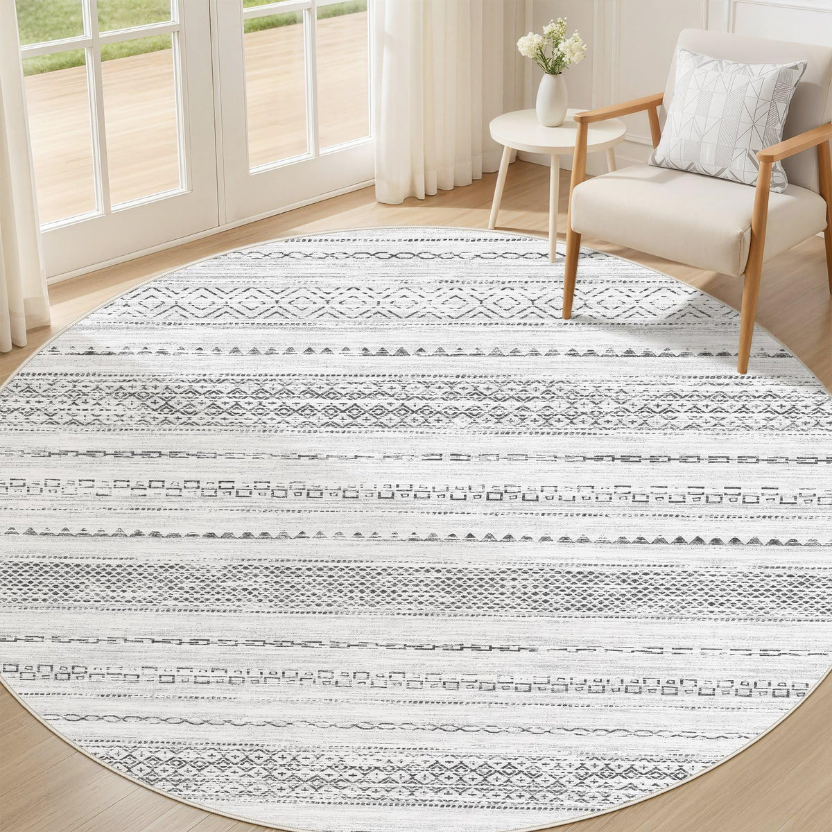 Nakagishi 10X14 Area Rugs for Living Room: Washable Modern Abstract Rug with Non-Slip Silicone Backing Low Pile Soft Carpet for Bedroom & Dining Decor Ideal for Families with Kids and Pets-Brown