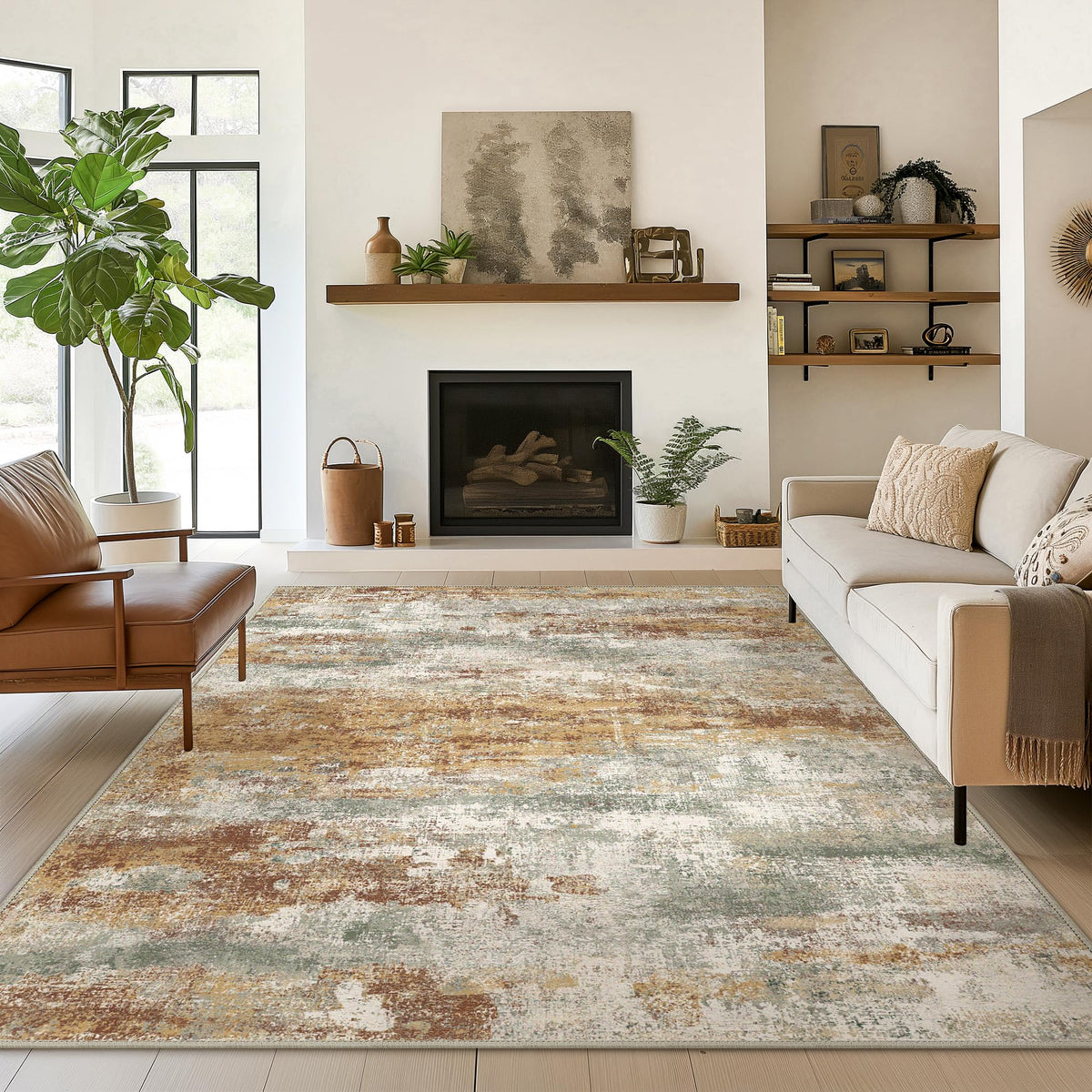 BEIMO 5X7 Area Rug for Living Room, Modern Abstract Washable Soft Non Slip
