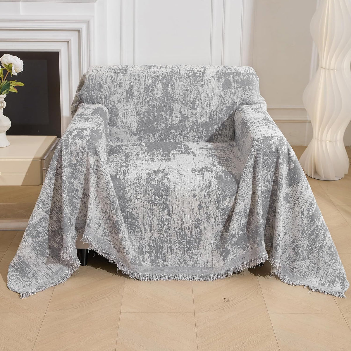 MEETSKY Couch Cover Sofa Covers Couch Covers for 3 Cushion Couch Sofa Pet Friendly, L Shaped Sectional Sofa Covers Washable Simply Put Sofa Throw Cover for Dogs, 91" x 134", Beige