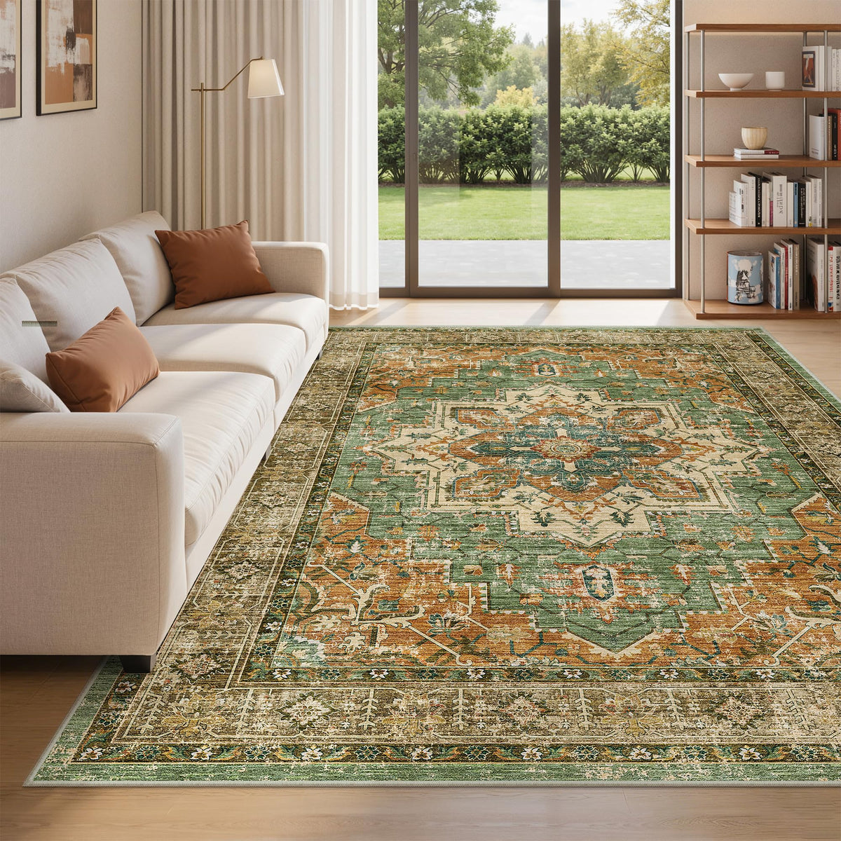 befbee 8x10 Area Rugs for Living Room, Washable Vintage Non Slip Rug