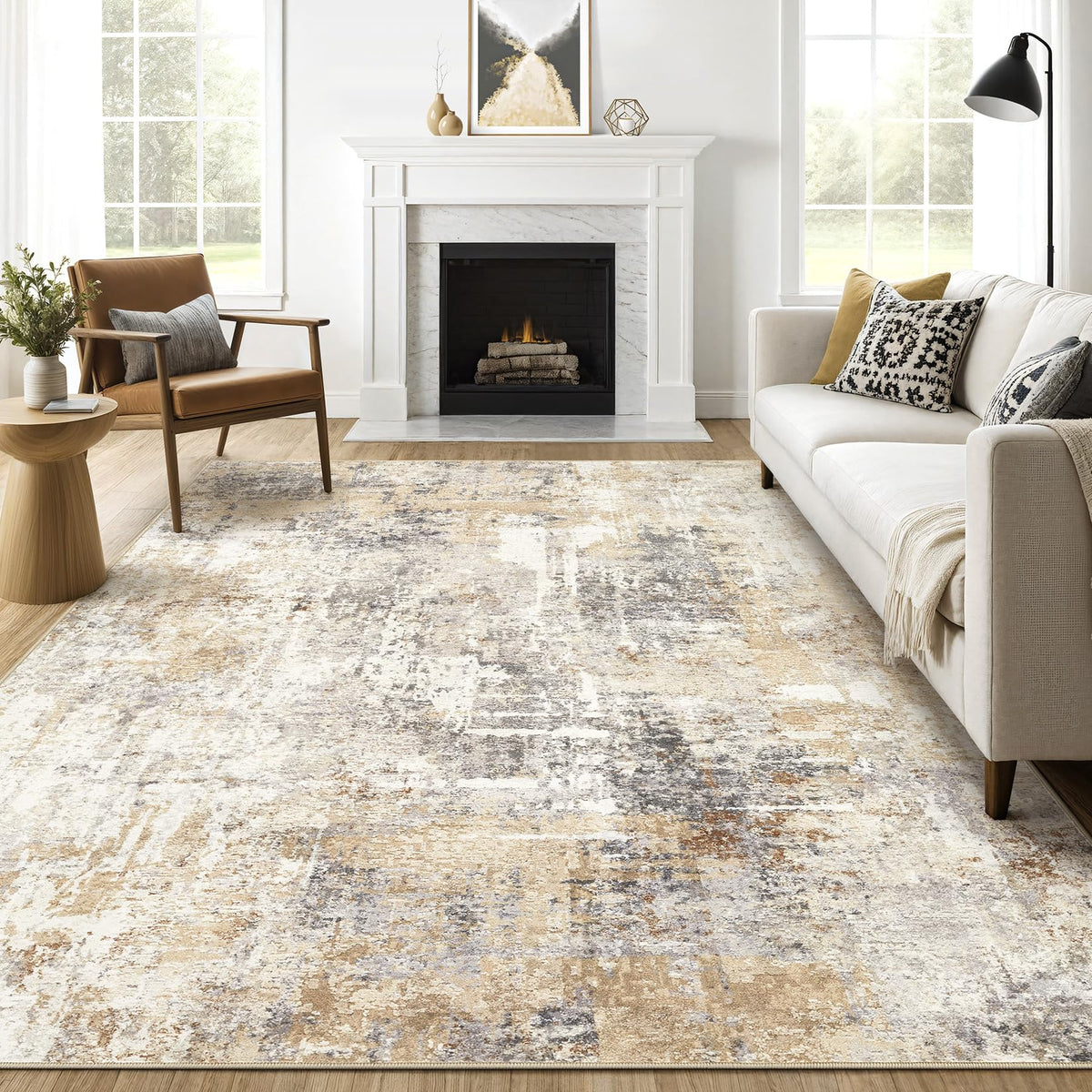 LOONGRUG 6x9 Area Rugs Washable Neutral Modern Abstract Living Room Rug