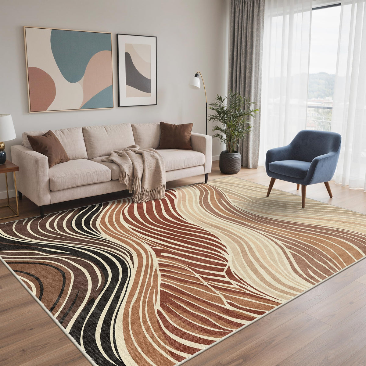 BEIMO 5X7 Area Rug for Living Room, Modern Abstract Washable Soft Non Slip