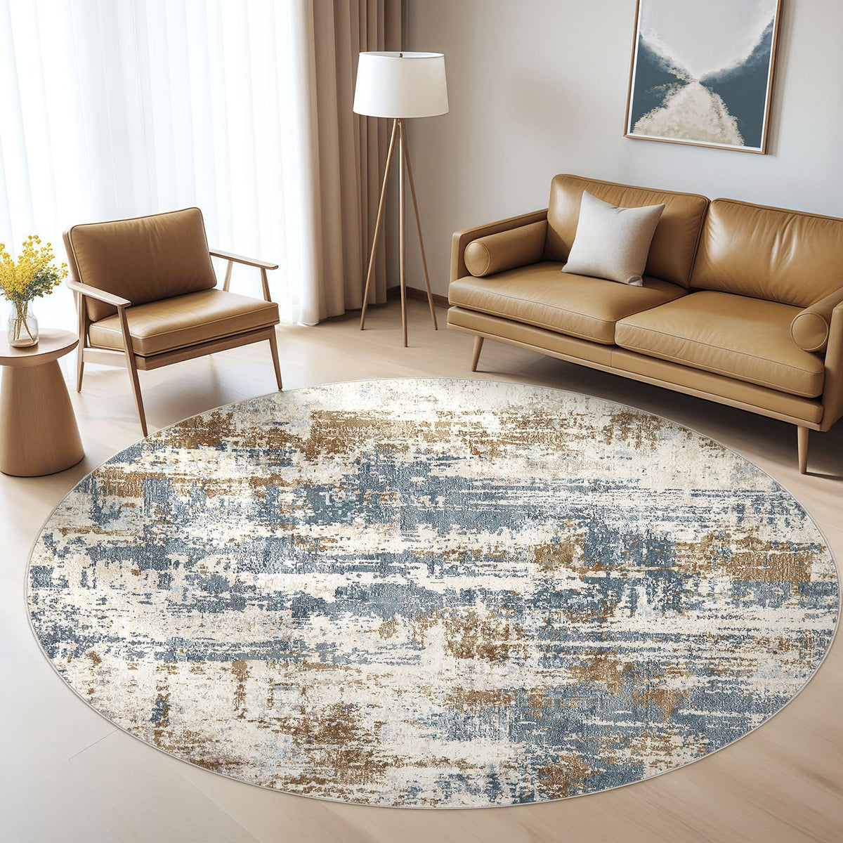 LOONGRUG 6x9 Area Rugs Washable Neutral Modern Abstract Living Room Rug