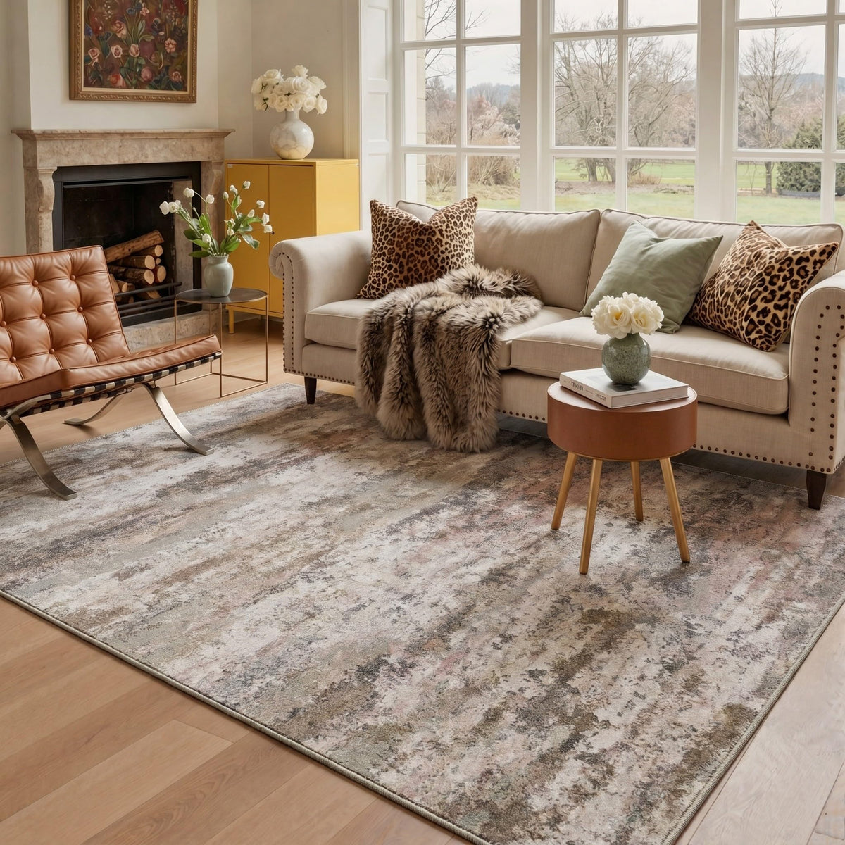 BEIMO 5X7 Area Rug for Living Room, Modern Abstract Washable Soft Non Slip