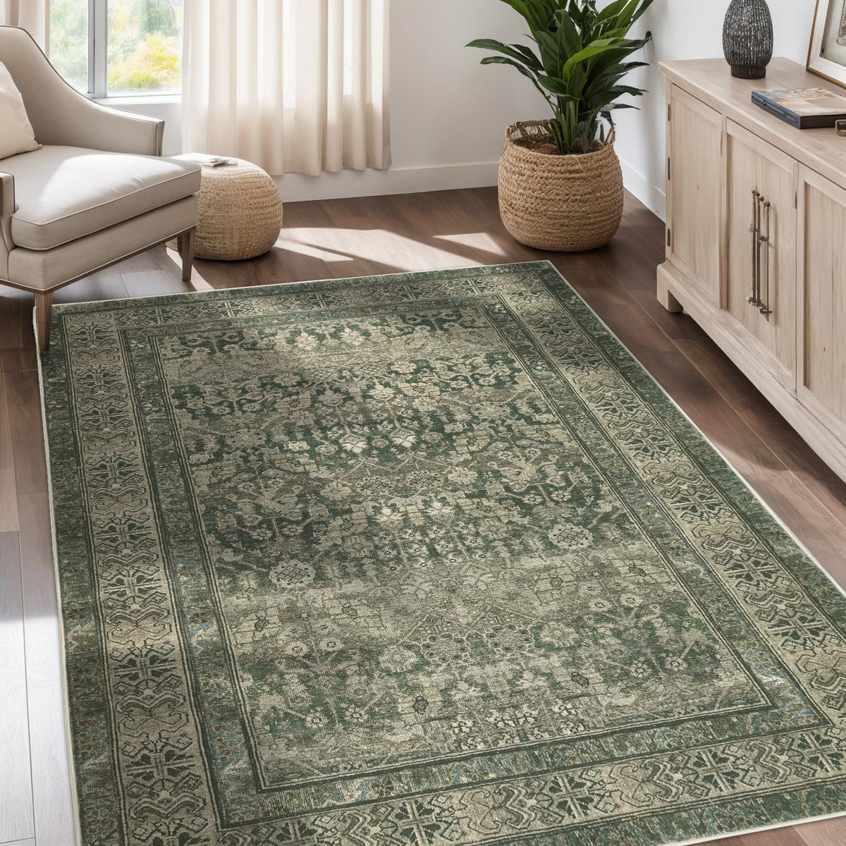 Washable 8×10 Area Rug for Living Room Grey