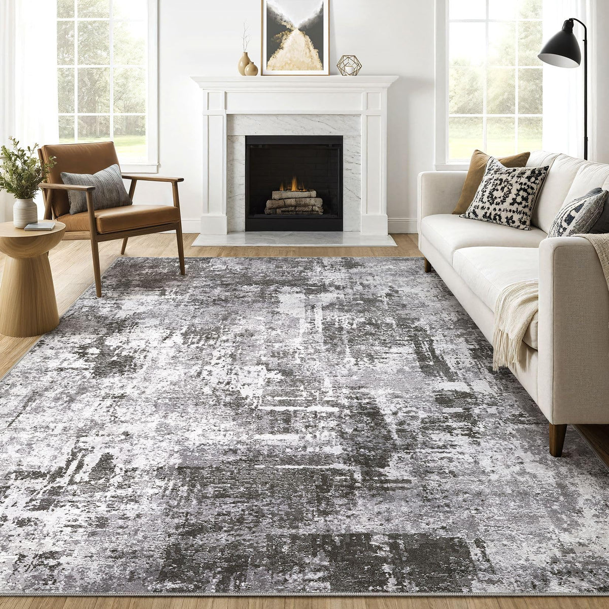LOONGRUG 6x9 Area Rugs Washable Neutral Modern Abstract Living Room Rug