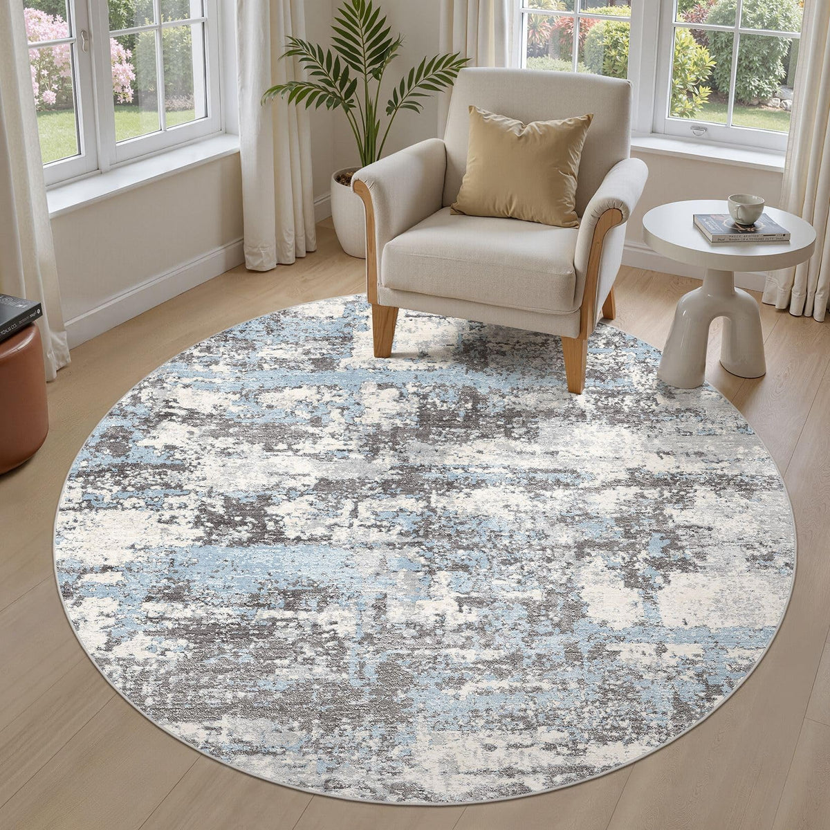 8x10 Area Rugs Living Room Abstract Washable Rug, Gold Brown