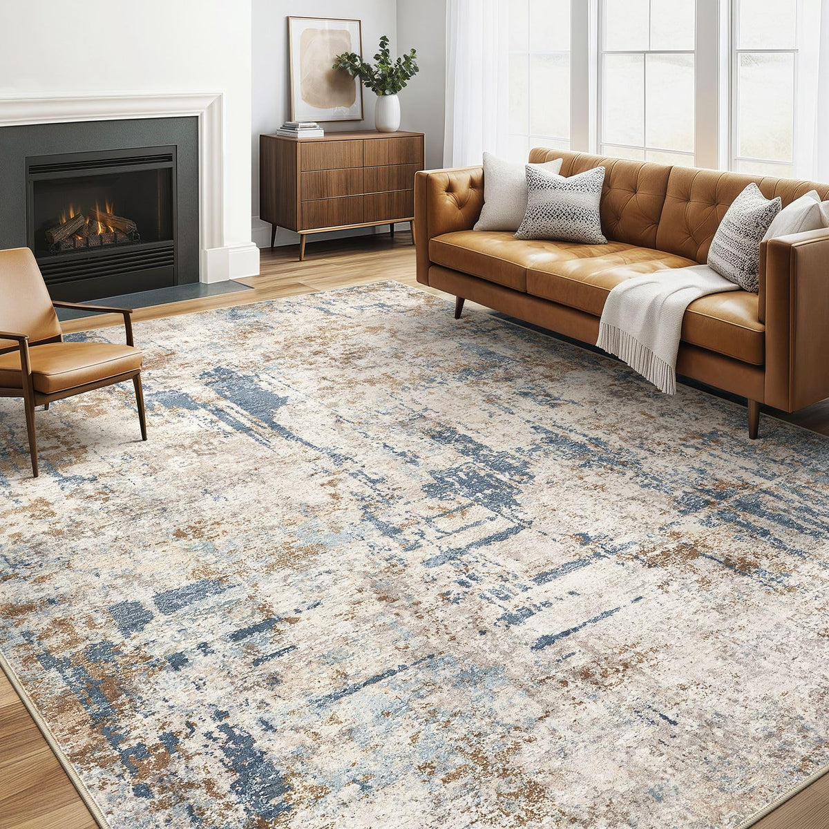 LOONGRUG 6x9 Area Rugs Washable Neutral Modern Abstract Living Room Rug