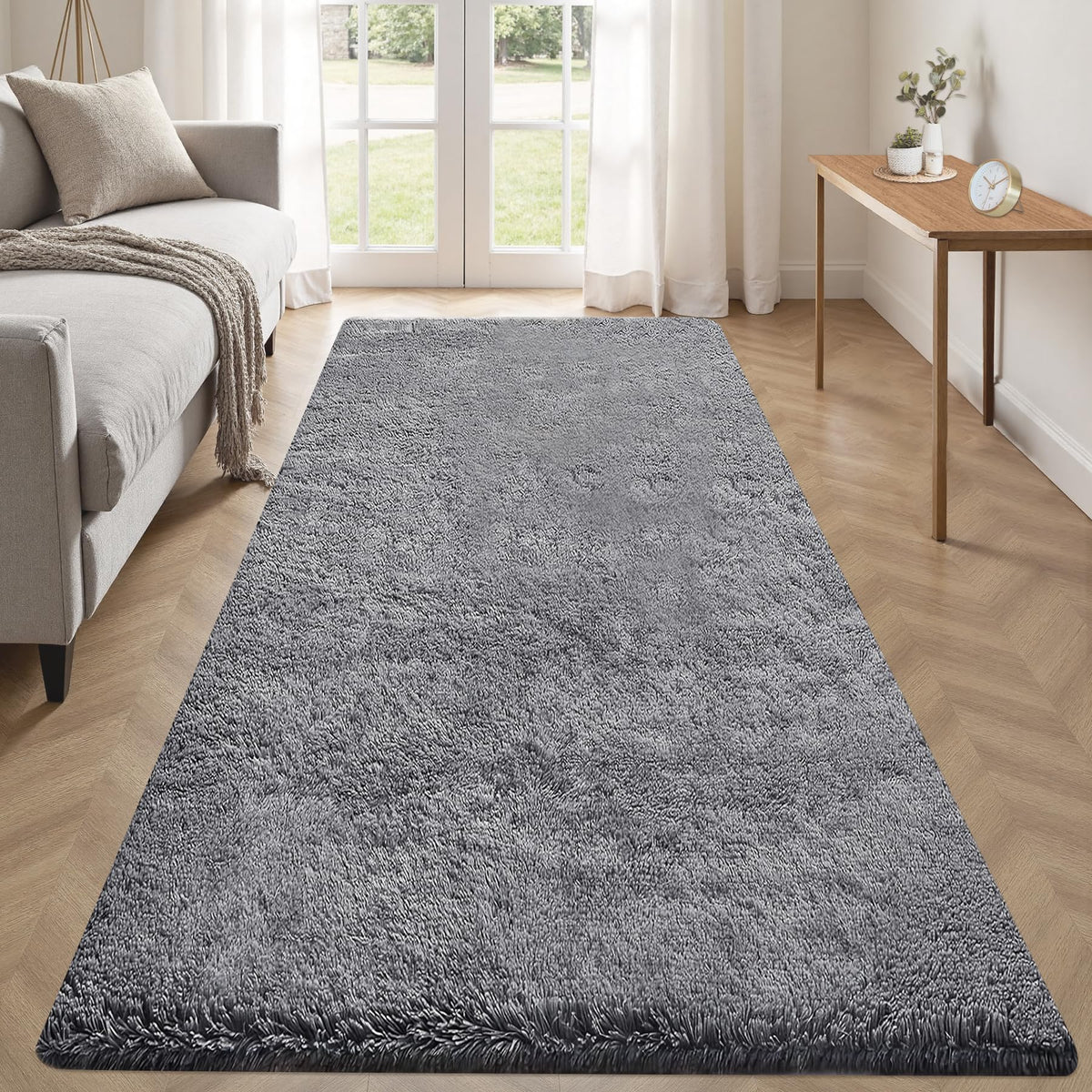 8x10 Area Rugs for Living Room: Fluffy Shag Soft Washable Rug Large Fuzzy Plush Indoor Carpet for Bedroom Nursery Playroom Kids Girls Boys Room (Black, 8'x10')