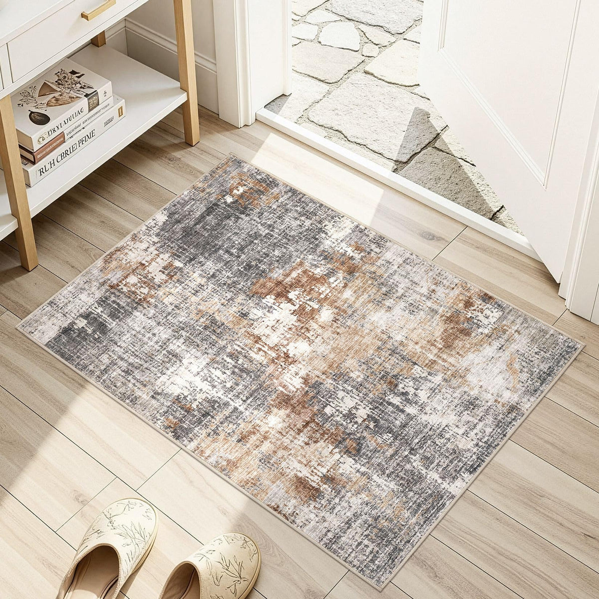 DMOYEST Area Rug Living Room Rugs 9x12 Washable Abstract Grey Carpet