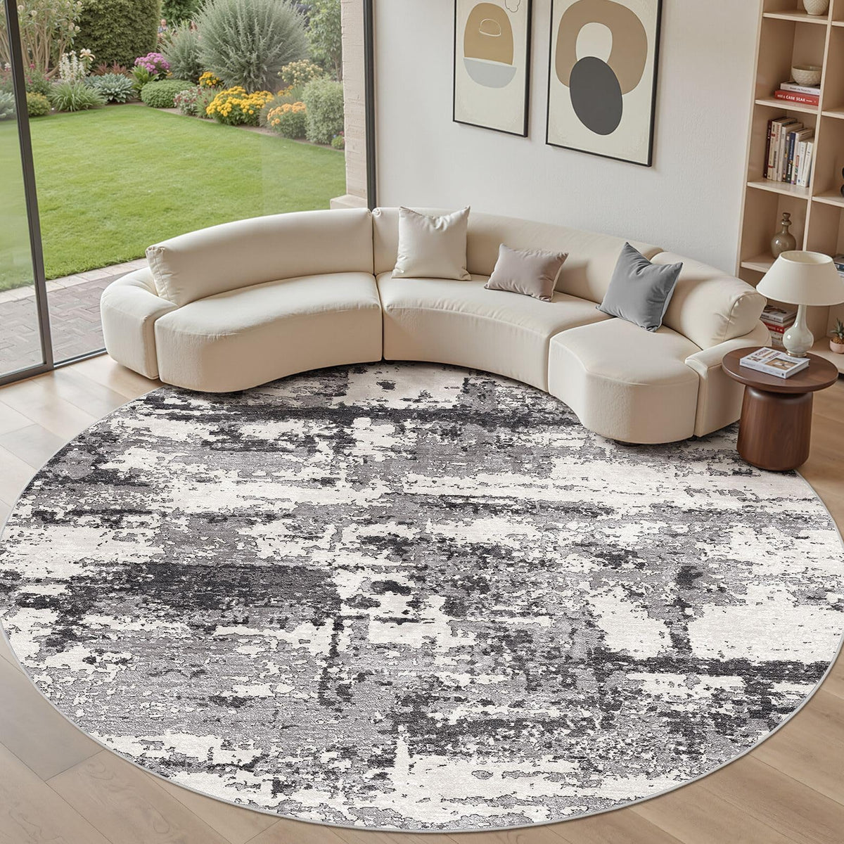 8x10 Area Rugs Living Room Abstract Washable Rug, Gold Brown