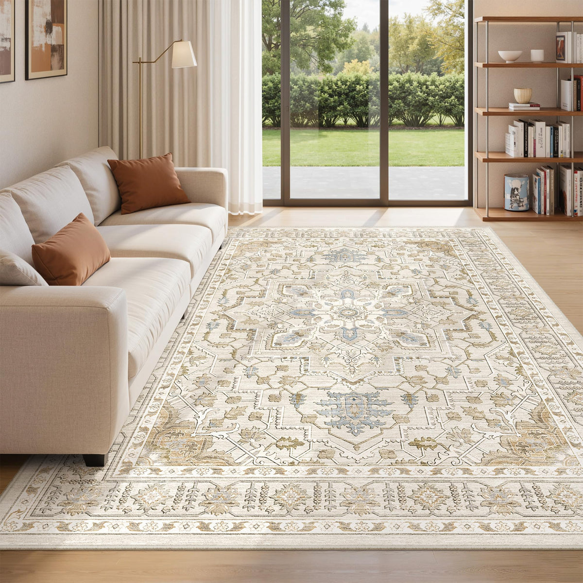 befbee 8x10 Area Rugs for Living Room, Washable Vintage Non Slip Rug