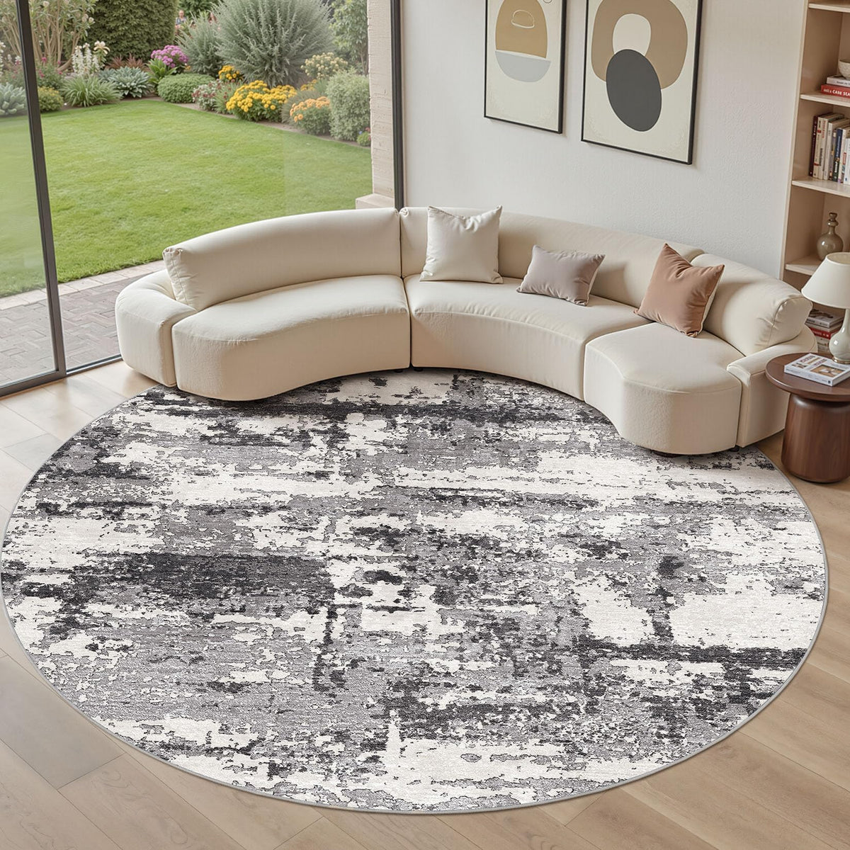 8x10 Area Rugs Living Room Abstract Washable Rug, Gold Brown