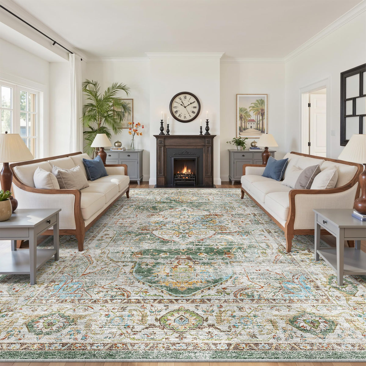 befbee 8x10 Area Rugs for Living Room, Washable Vintage Non Slip Rug
