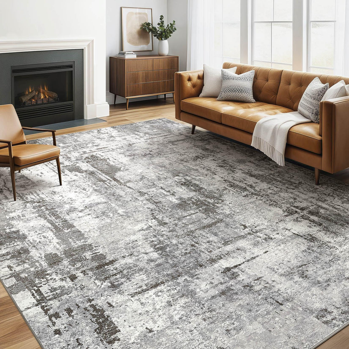 LOONGRUG 6x9 Area Rugs Washable Neutral Modern Abstract Living Room Rug