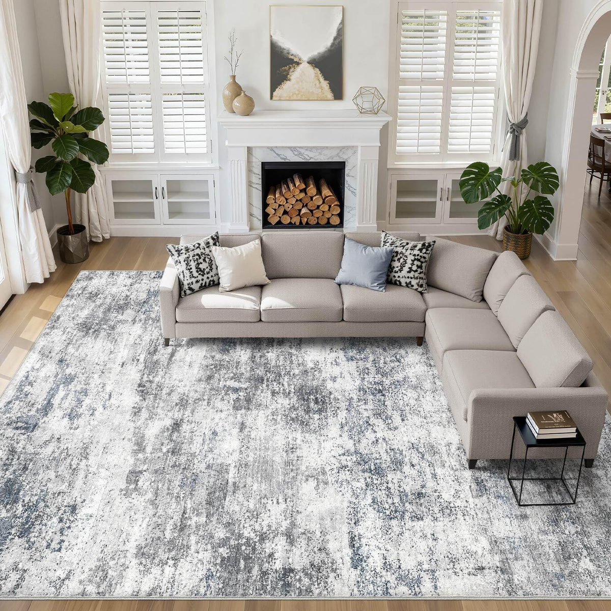 LOONGRUG 6x9 Area Rugs Washable Neutral Modern Abstract Living Room Rug