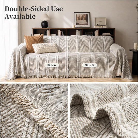 COCOER Couch Cover for Sofa, Chenille Sofa Cover, 71"x 91" Khaki