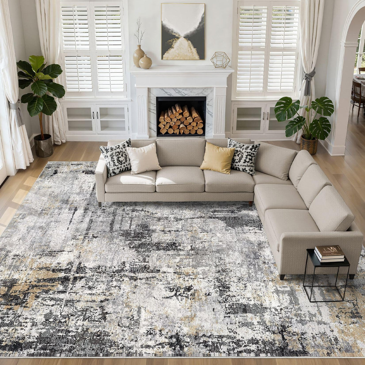 LOONGRUG 6x9 Area Rugs Washable Neutral Modern Abstract Living Room Rug