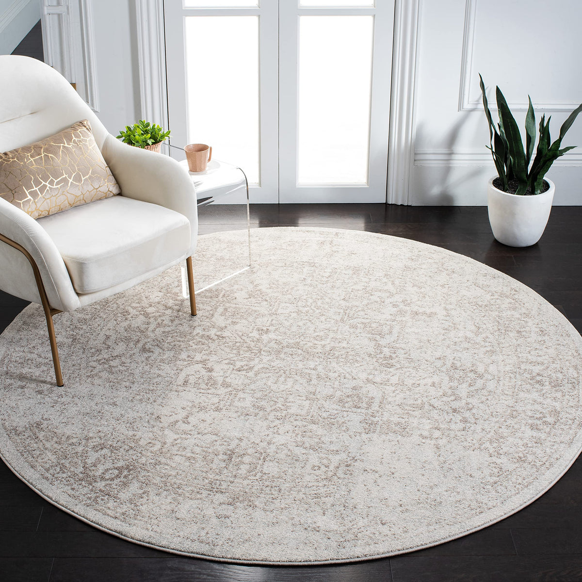 SAFAVIEH Evoke Area Rug 8x10 Large, Ivory & Taupe EVK256E