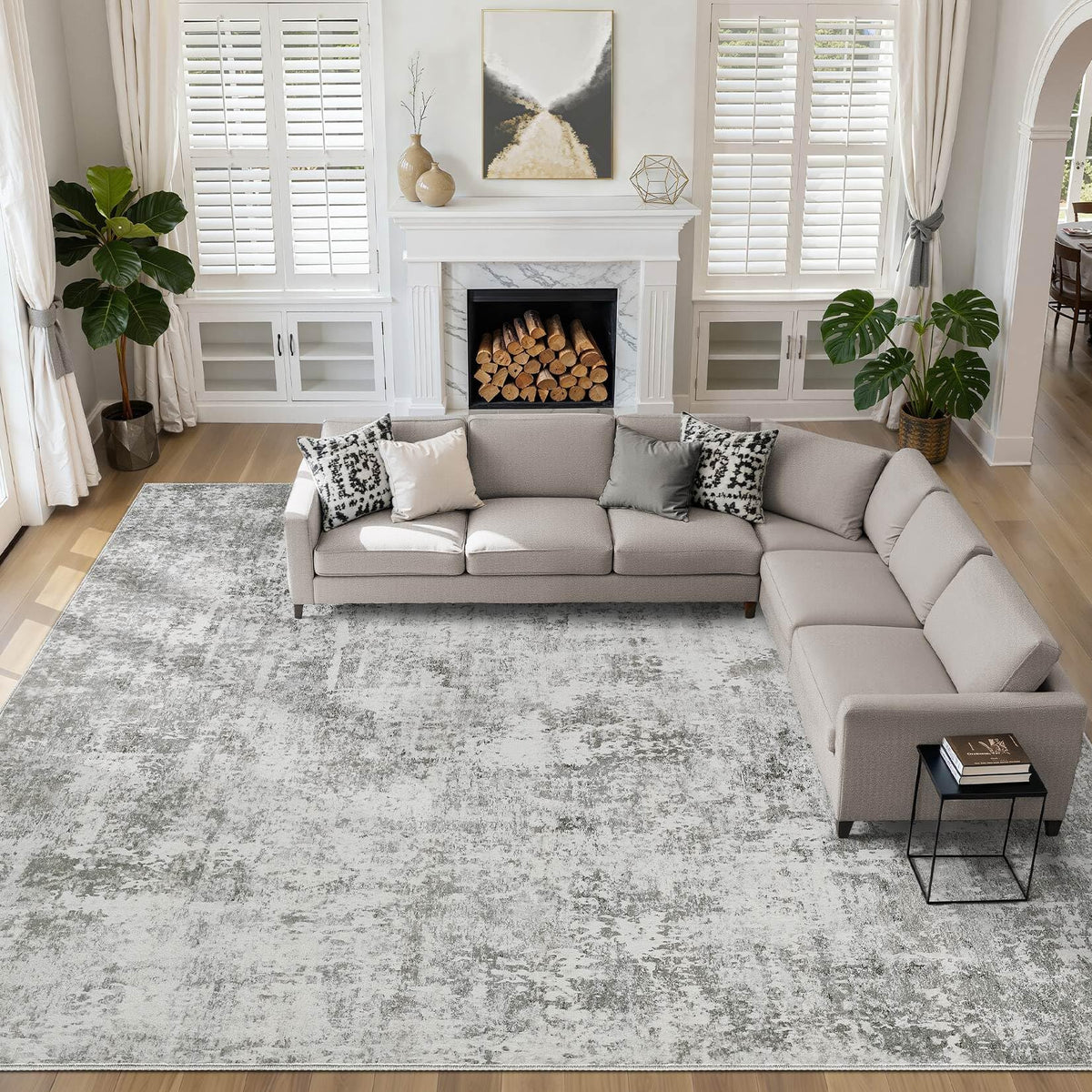 LOONGRUG 6x9 Area Rugs Washable Neutral Modern Abstract Living Room Rug