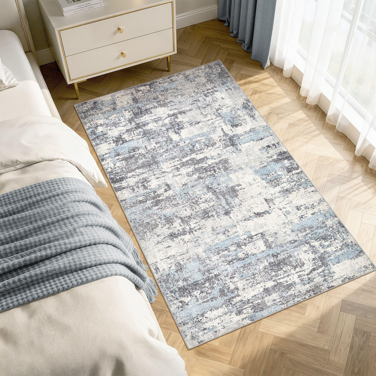 8x10 Area Rugs Living Room Abstract Washable Rug, Gold Brown