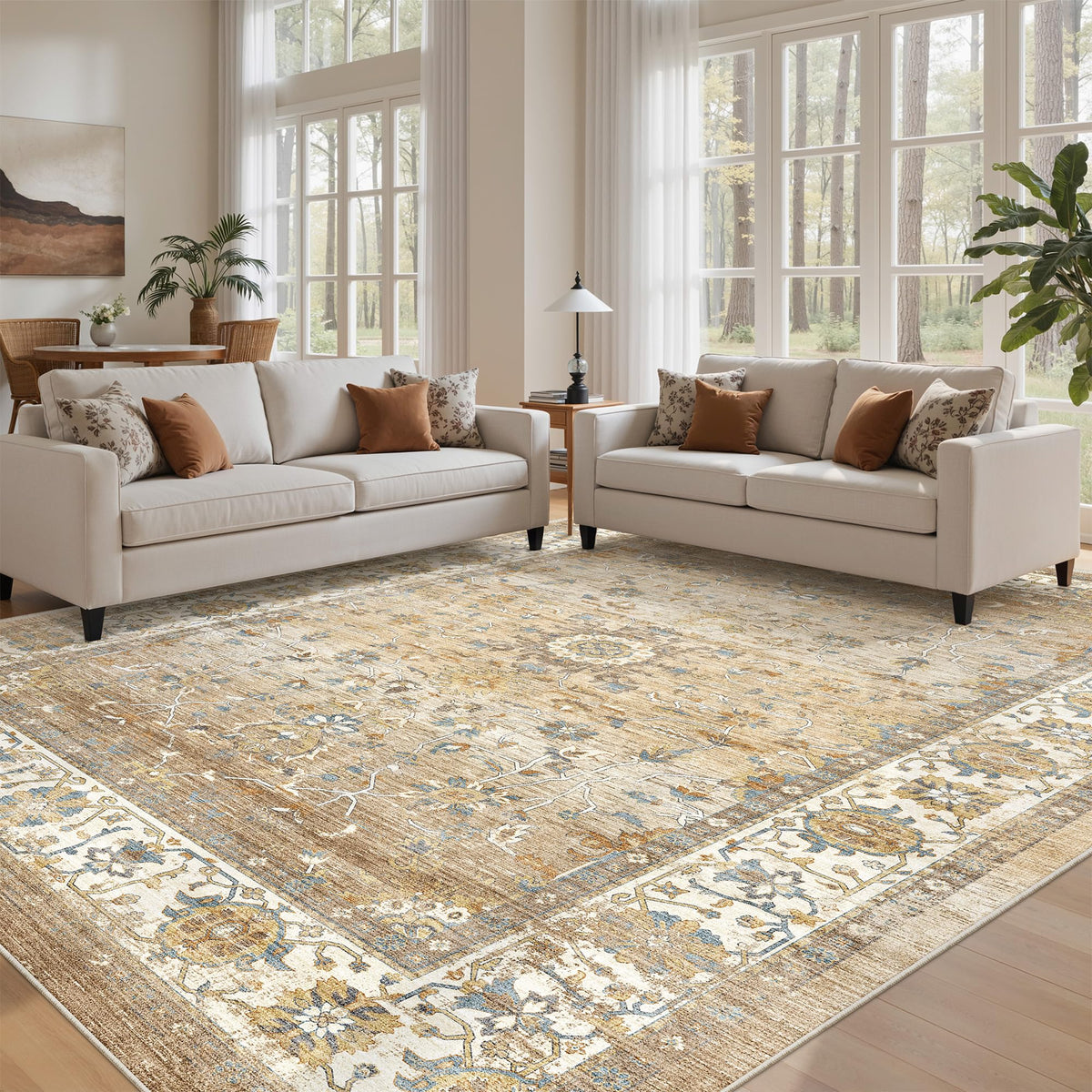 befbee 8x10 Area Rugs for Living Room, Washable Vintage Non Slip Rug