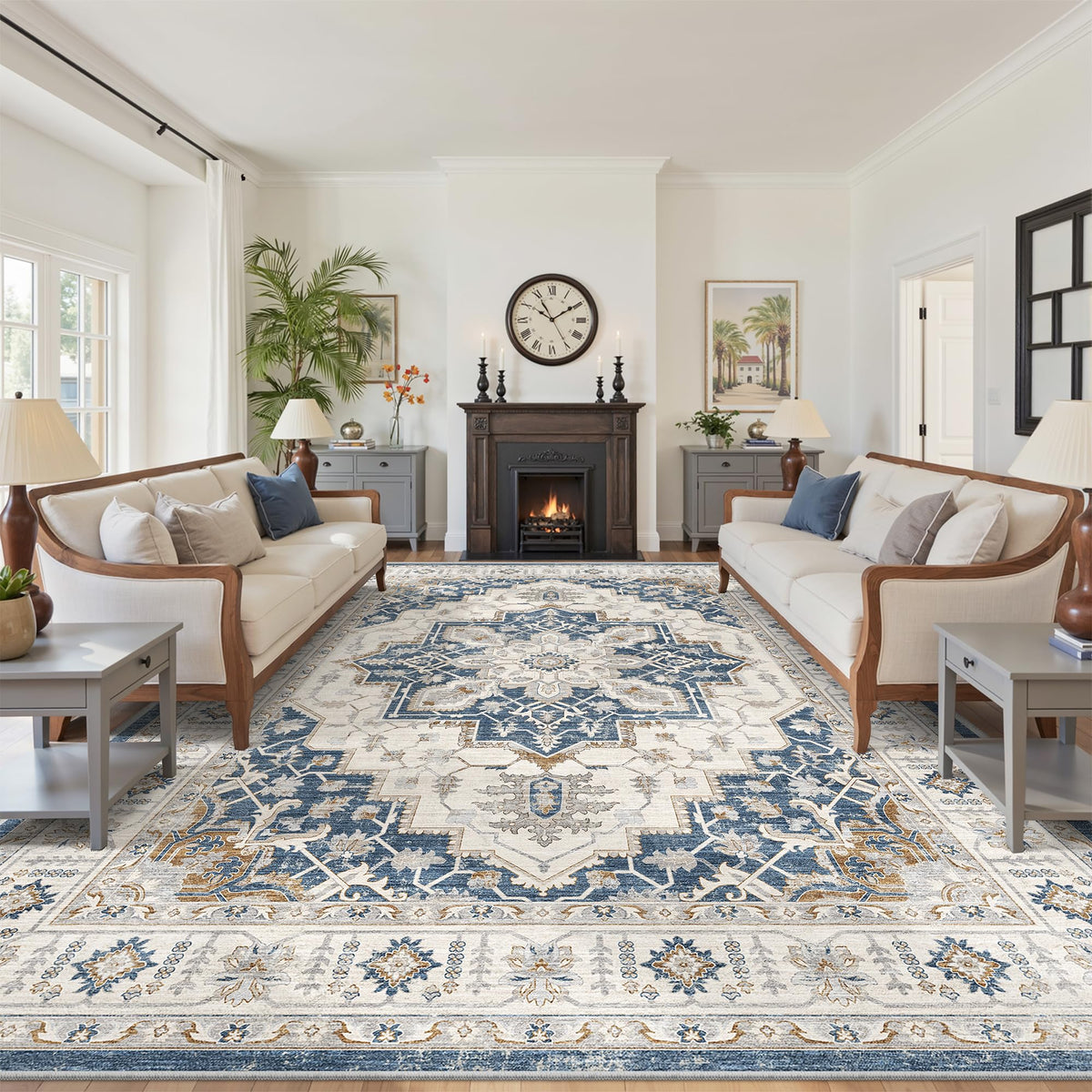 befbee 8x10 Area Rugs for Living Room, Washable Vintage Non Slip Rug