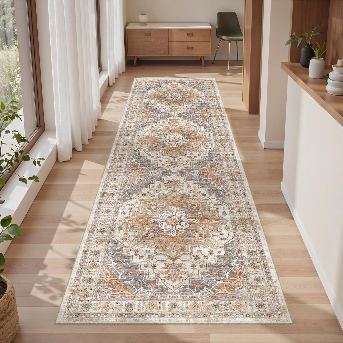 befbee 8x10 Area Rugs for Living Room, Washable Vintage Non Slip Rug