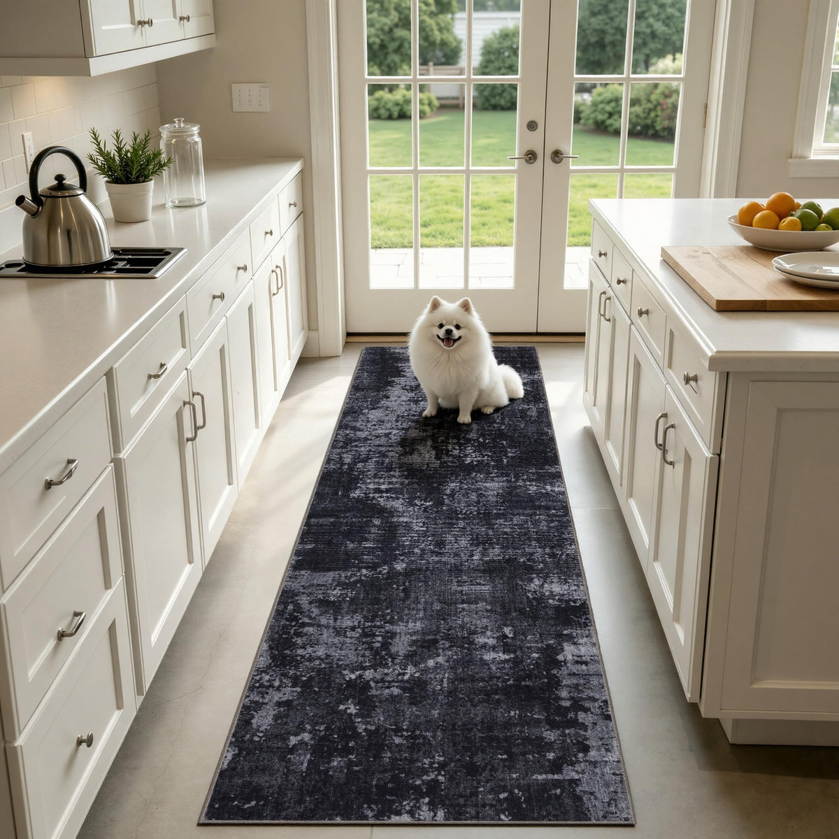 Sasttie 8x10 Washable Area Rug, Modern Abstract Large Carpet, Black & White