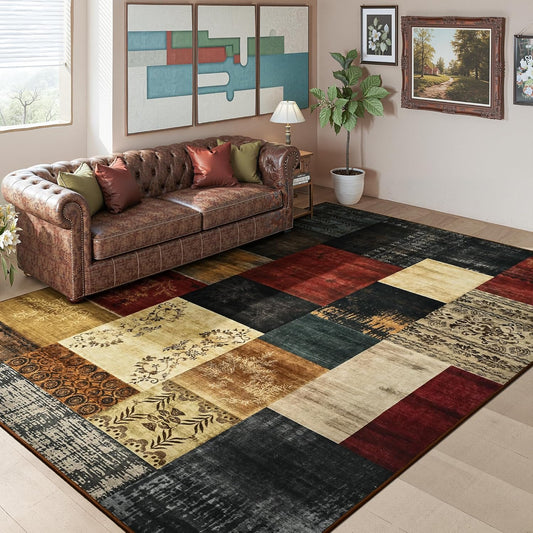 Tepook 6x9 Area Rugs for Living Room, Washable Large Geometric Bedroom Rug