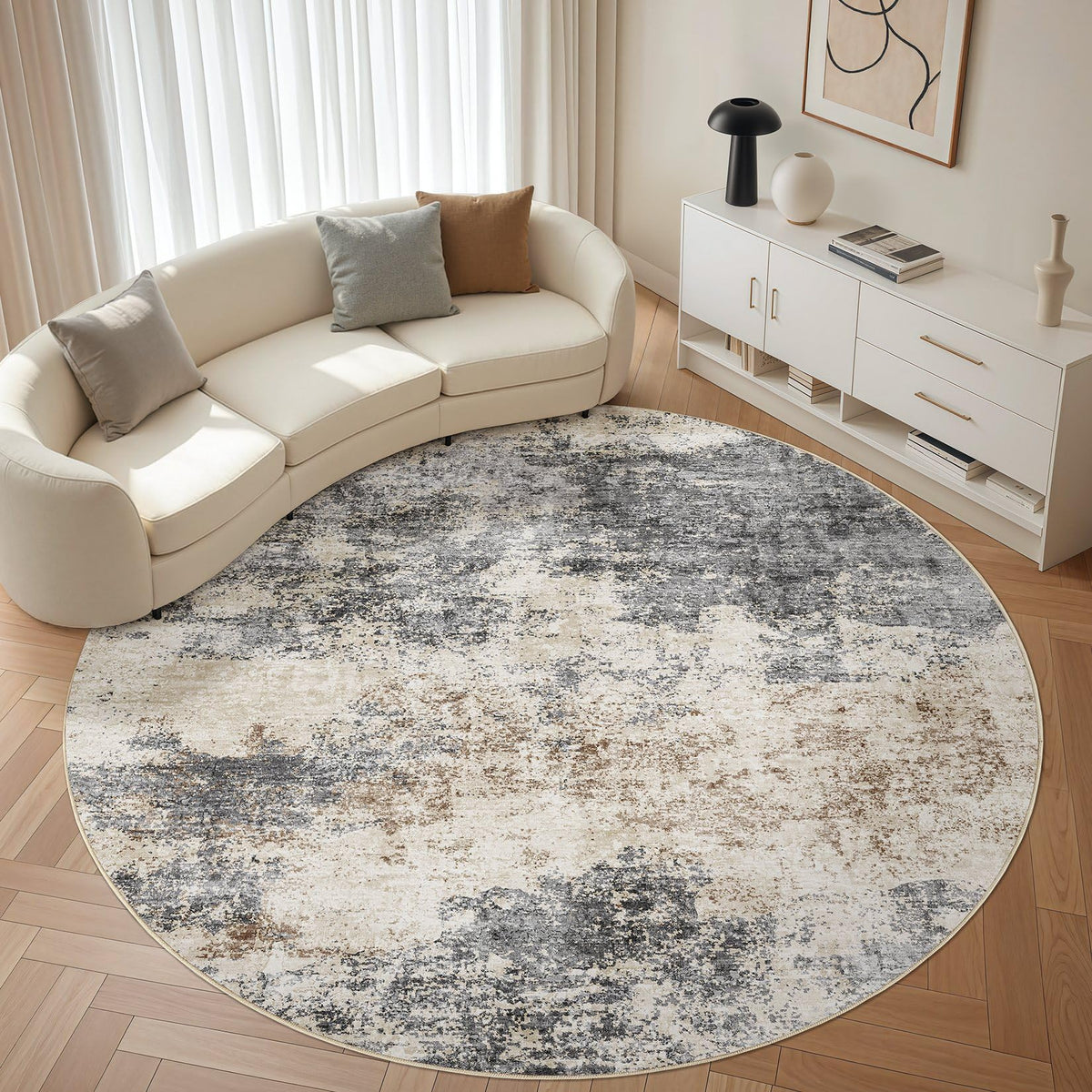 LOONGRUG 6x9 Area Rugs Washable Neutral Modern Abstract Living Room Rug