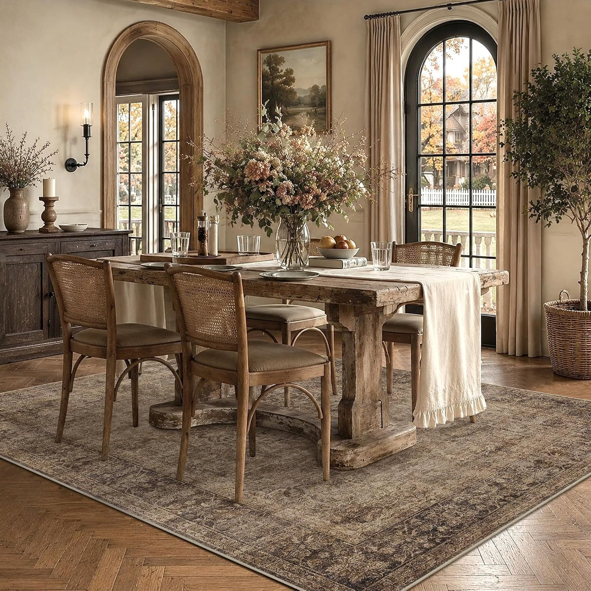 HelloTree 5x7 Vintage Washable Non-Slip Living Room Area Rug
