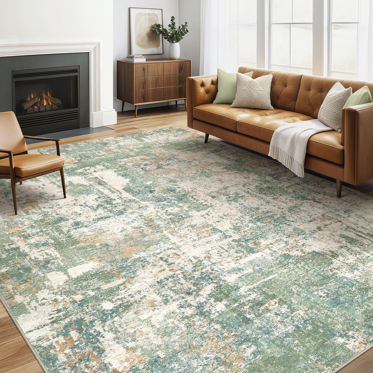 LOONGRUG 6x9 Area Rugs Washable Neutral Modern Abstract Living Room Rug